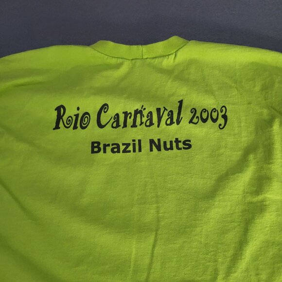 VTG 2003 y2K RIO CARNAVAL Brazil Nuts T Shirt Green Souvenir Travel Graphic T - Picture 3 of 11